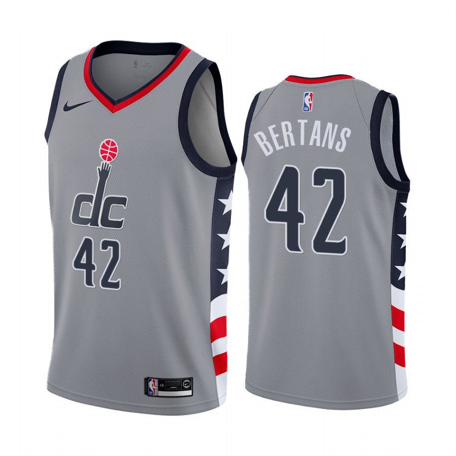 Men Washington Wizards 42 davis bertans gray city edition 2020 nba jersey